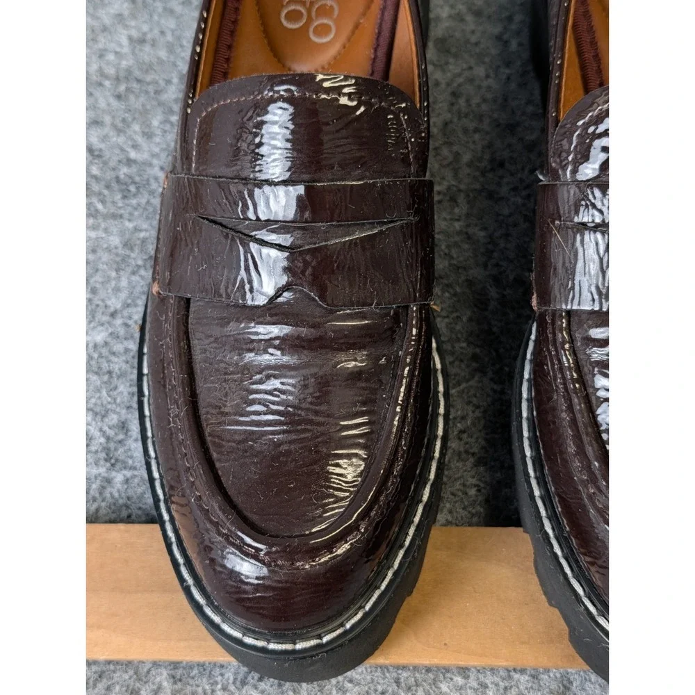 Franco Sarto High Shine Brown Balin Lug Sole Loafers Women's 5 M EUC